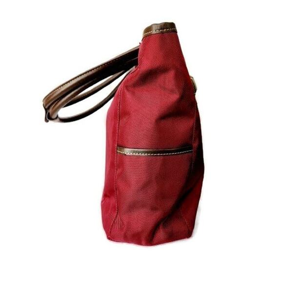 Chaps Women's Large Burgundy Nylon Shoulder Tote Laptop Bag - Picture 3 of 5